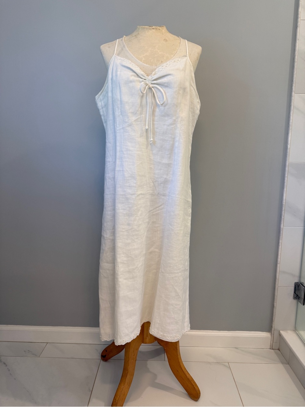 Paraphrase White Linen Tie-Front Chemise